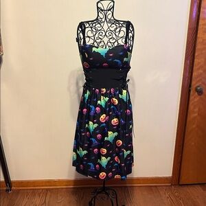 Retro Stage 1950S Style Halloween Colorful Print Strap Dress Size Medium (4-6)